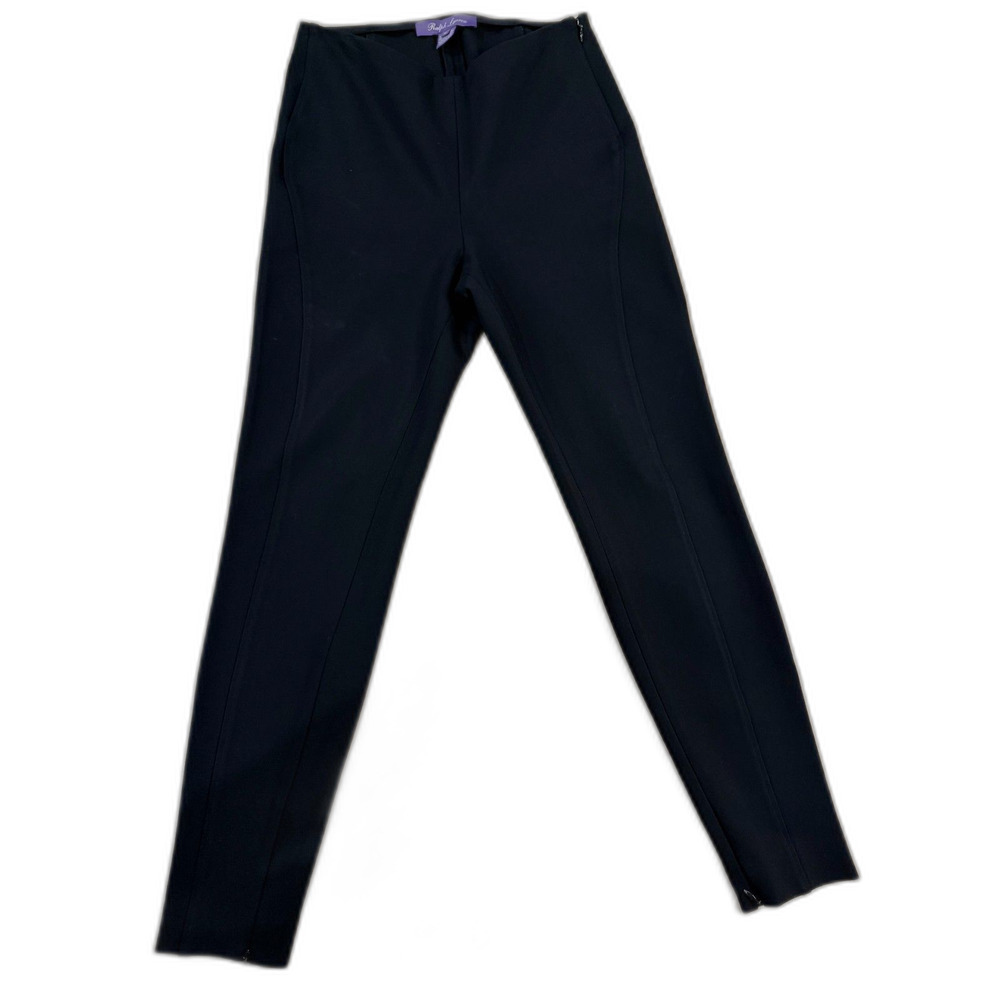 Ralph Lauren Purple Label Collection Black Pintuck Ankle Zip Pants Size 10 USA